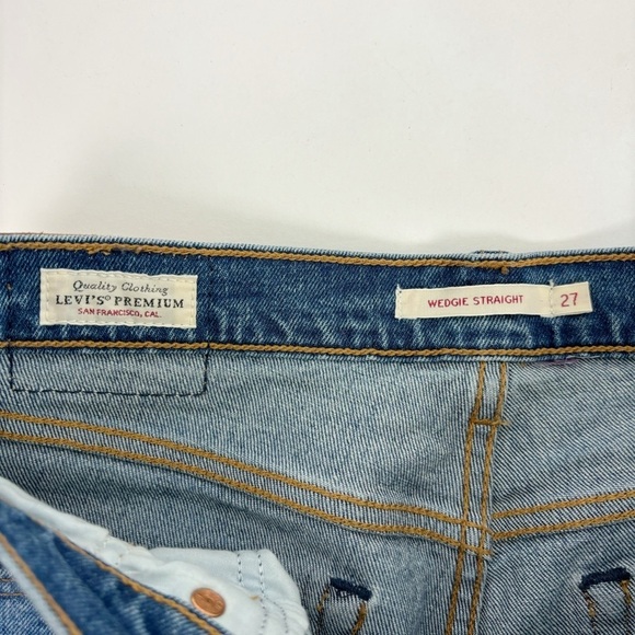 LEVI’S Wedgie Straight Jeans Button Fly Raw Hem Size 27 - Picture 8 of 13
